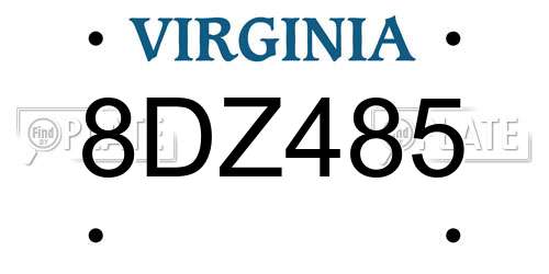 8DZ485 Virginia License Plate