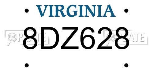 8DZ628 Virginia License Plate
