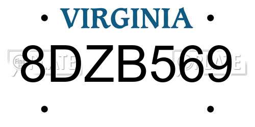 8DZB569 Virginia License Plate