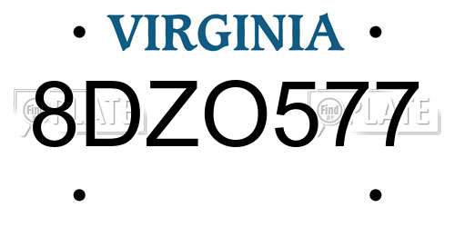 8DZO577 Virginia License Plate