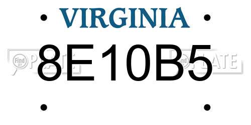 8E10B5 Virginia License Plate