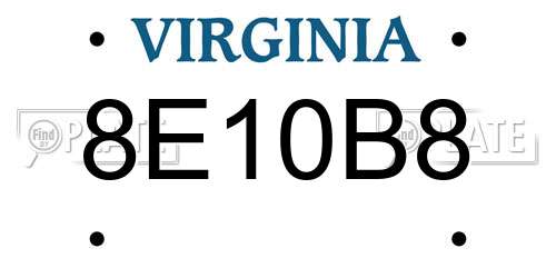 8E10B8 Virginia License Plate