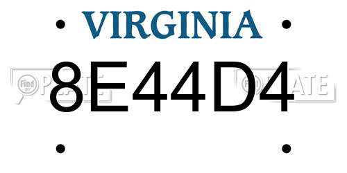8E44D4 Virginia License Plate