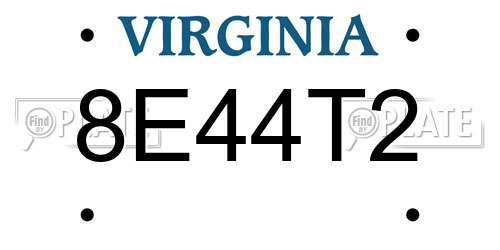 8E44T2 Virginia License Plate