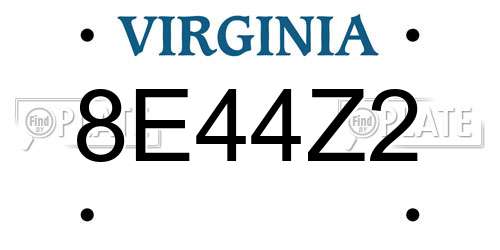 8E44Z2 Virginia License Plate