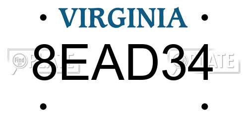 8EAD34 Virginia License Plate
