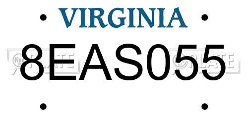 8EAS055 Virginia License Plate