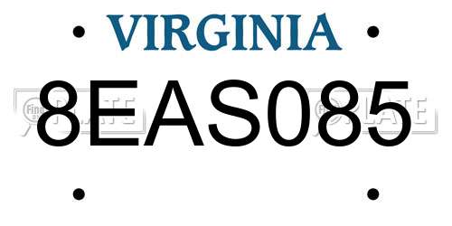 8EAS085 Virginia License Plate