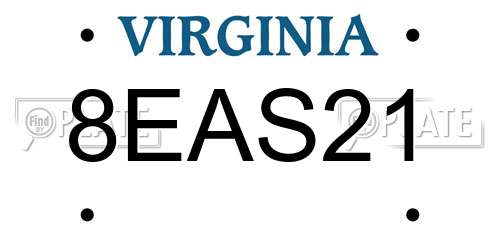 8EAS21 Virginia License Plate