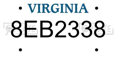 8EB2338 Virginia License Plate