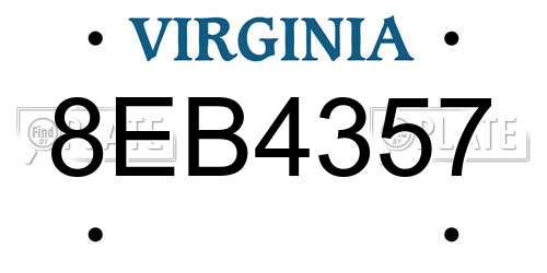 8EB4357 Virginia License Plate