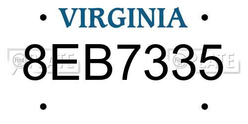 8EB7335 Virginia License Plate