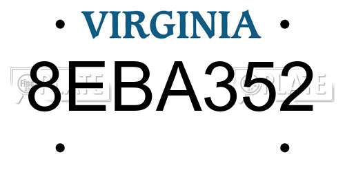 8EBA352 Virginia License Plate