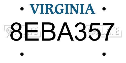 8EBA357 Virginia License Plate