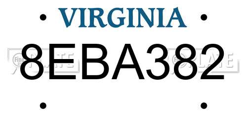 8EBA382 Virginia License Plate