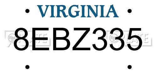 8EBZ335 Virginia License Plate