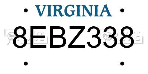 8EBZ338 Virginia License Plate
