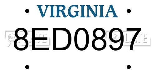 8ED0897 Virginia License Plate