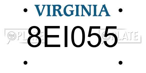 8EI055 Virginia License Plate