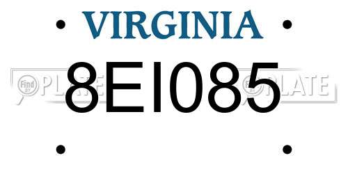 8EI085 Virginia License Plate