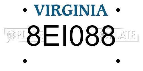 8EI088 Virginia License Plate