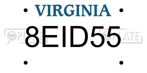 8EID55 Virginia License Plate