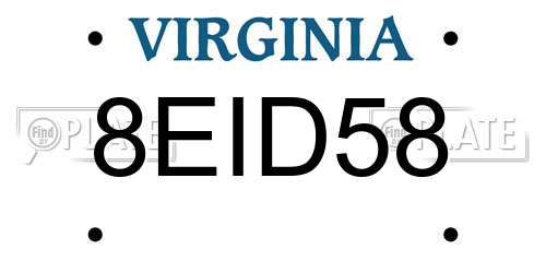 8EID58 Virginia License Plate