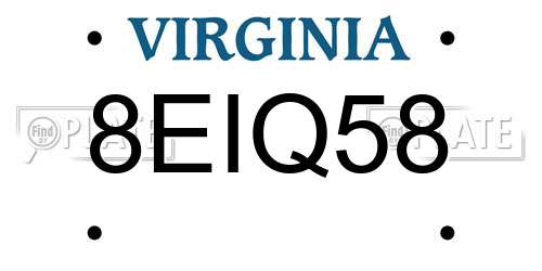 8EIQ58 Virginia License Plate