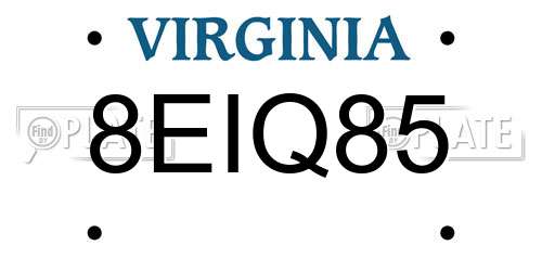 8EIQ85 Virginia License Plate