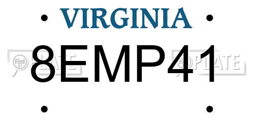 8EMP41 Virginia License Plate