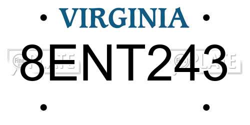 8ENT243 Virginia License Plate