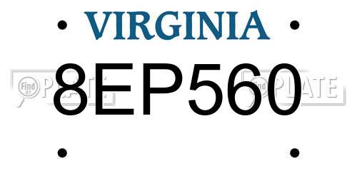 8EP560 Virginia License Plate