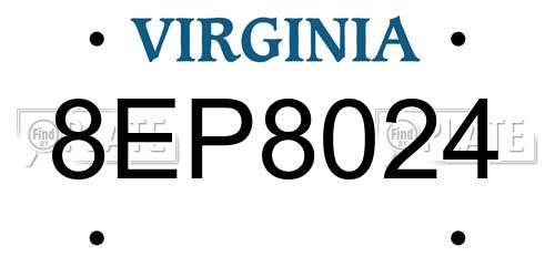 8EP8024 Virginia License Plate