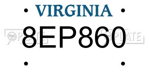 8EP860 Virginia License Plate