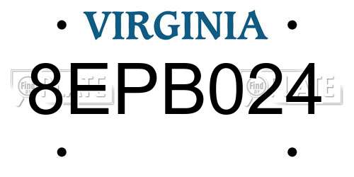 8EPB024 Virginia License Plate
