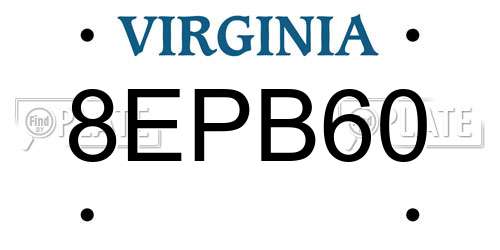 8EPB60 Virginia License Plate