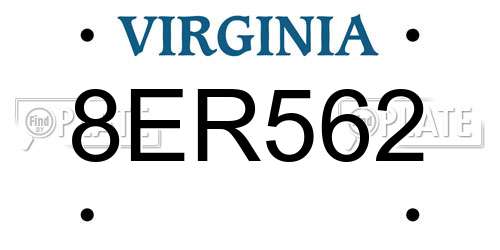 8ER562 Virginia License Plate