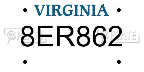 8ER862 Virginia License Plate