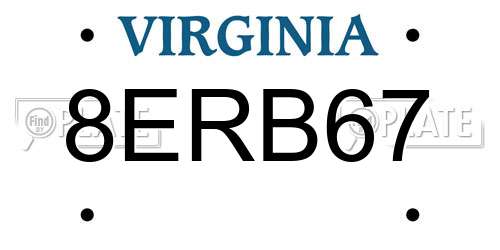 8ERB67 Virginia License Plate