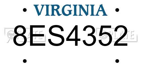 8ES4352 Virginia License Plate