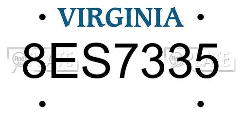 8ES7335 Virginia License Plate