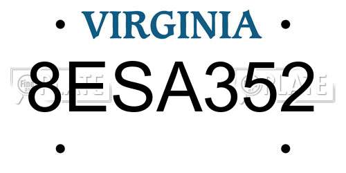 8ESA352 Virginia License Plate