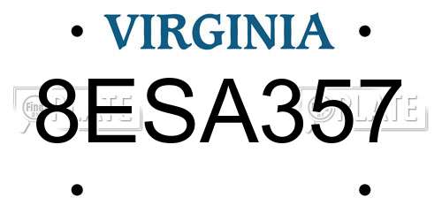 8ESA357 Virginia License Plate