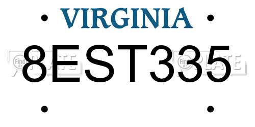 8EST335 Virginia License Plate