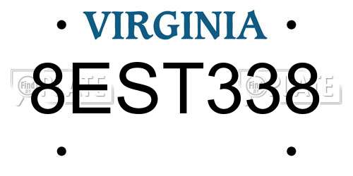 8EST338 Virginia License Plate