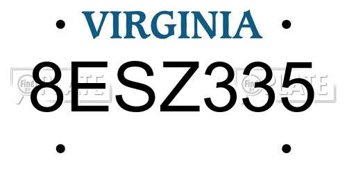 8ESZ335 Virginia License Plate