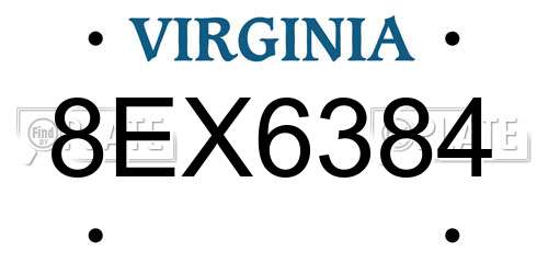 8EX6384 Virginia License Plate