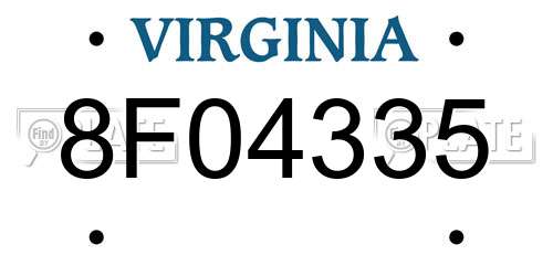 8F04335 Virginia License Plate