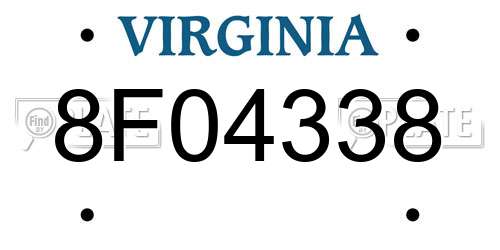 8F04338 Virginia License Plate