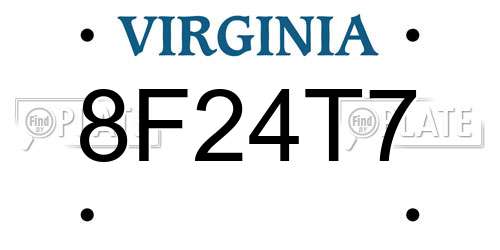 8F24T7 Virginia License Plate